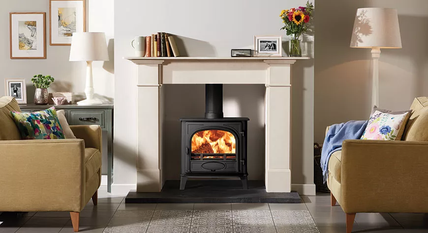 STOVAX Stockton 5 Wide Single Door Fixed Grate Multi Fuel Eco - N.E. Stoves